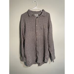 VTG L.L. Bean LT TALL Knit Yarn Woven‎ Men Button LS Plaid Shirt Multicolor